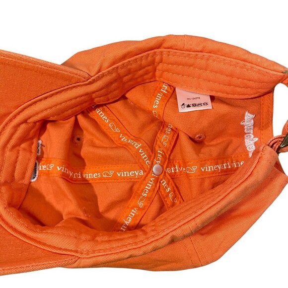 Vineyard Vines Orange Cotton Baseball Cap With Whale Logo & Adjustable Strap - Picture 5 of 7